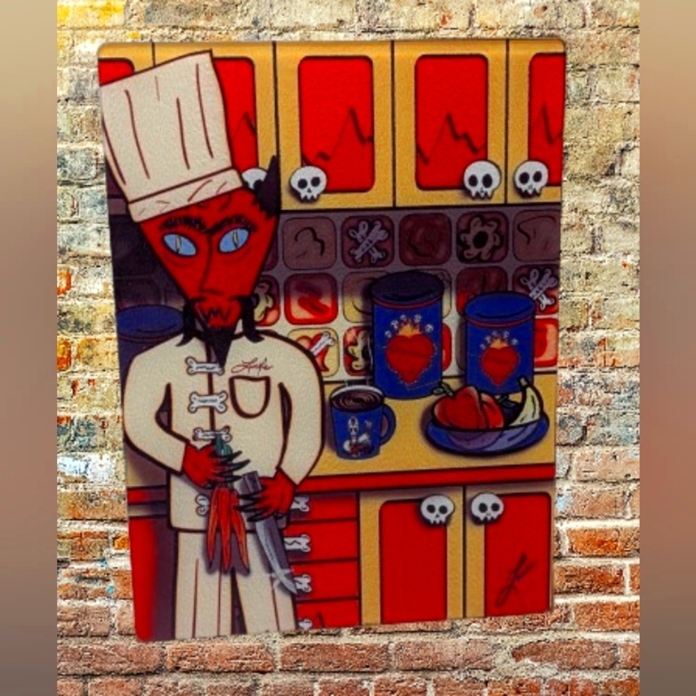 Cutting Board Ladi Loera Cocina del DiabloDay of theDead Tempered Glass Rare Art